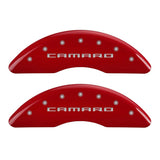 MGP 4 Caliper Covers Engraved Front & Rear Gen 5/Camaro Red finish silver ch 14241SCA5RD