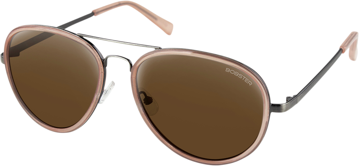 BOBSTER Goose Sunglasses - Gloss Clear Blush Gunmetal - Brown HD Silver Mirror BGSE102HD