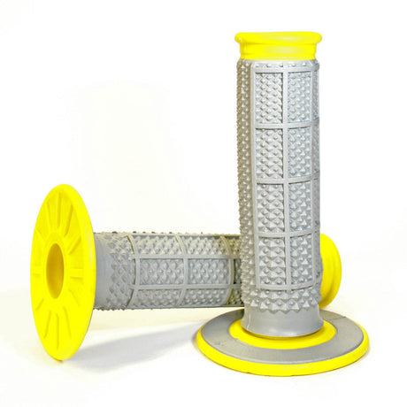 Renthal MX Dual Compound Grips Tapered 1/2 Waffle - Grey/ Yellow G194