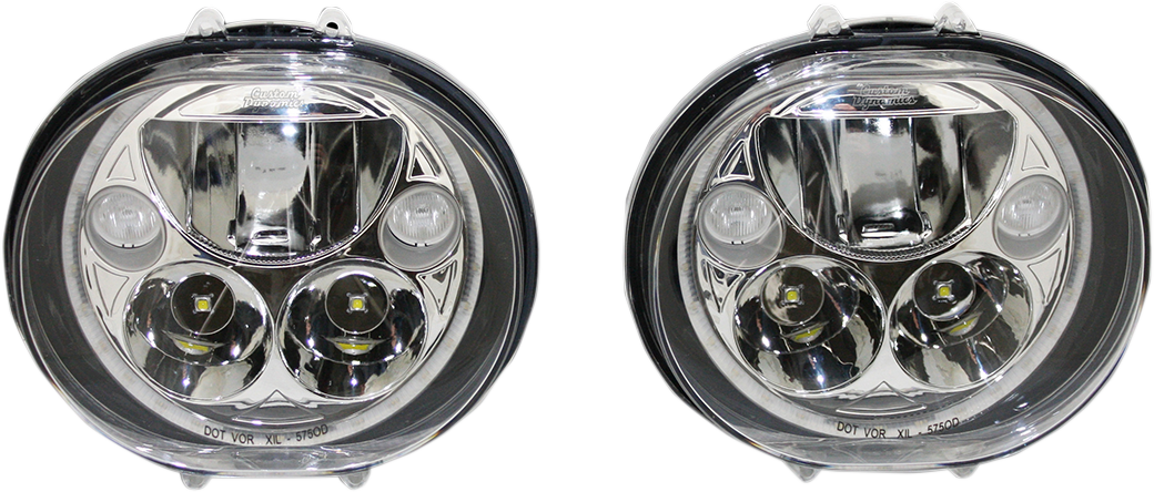 CUSTOM DYNAMICS LED Headlight - 5-3/4" - Chrome - Pair CDTB-575OV-C