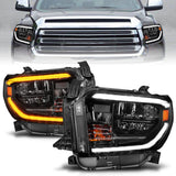ANZO 2014-2017 Toyota Tundra LED Crystal Headlights w/ Switchback Black Housing w/ DRL 111531