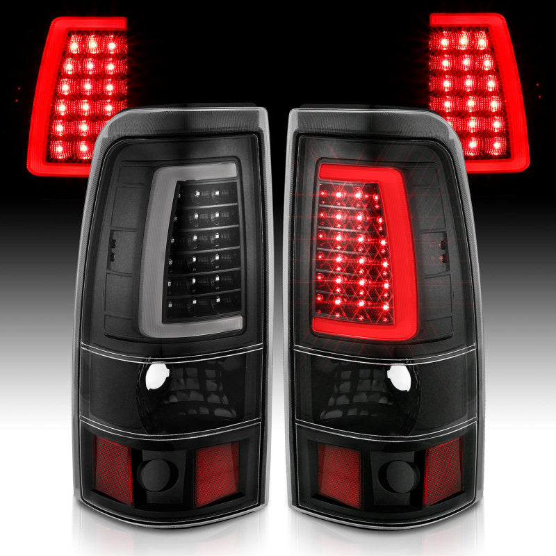 ANZO 2003-2006 Chevy Silverado 1500 LED Taillights Plank Style Black w/Clear Lens 311333