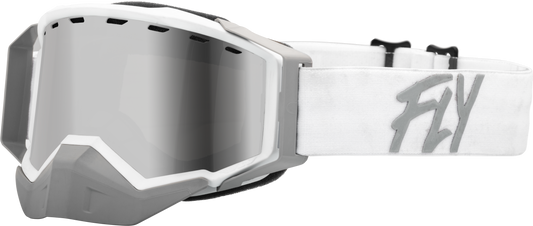 FLY RACING Zone Snow Goggle Wht/Light Gry W/ Silver Mirror/Smoke Lens 37-50274