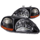 ANZO 1996-1998 Honda Civic Crystal Headlights Black 121067