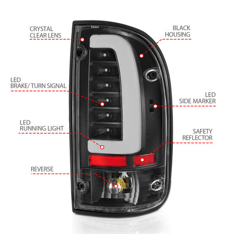 ANZO 95-00 Toyota Tacoma LED Taillights Black Housing Clear Lens (Pair) 311353