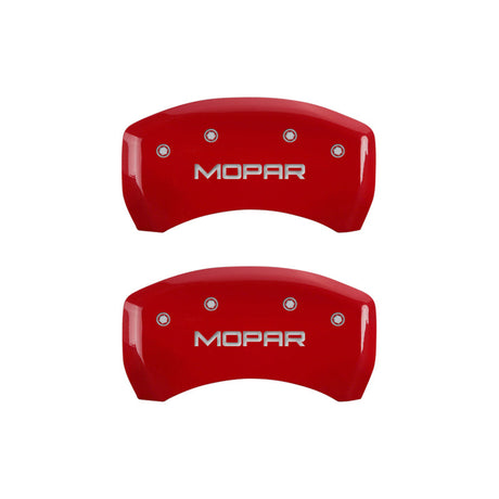 MGP 4 Caliper Covers Engraved Front & Rear MOPAR Red finish silver ch 12162SMOPRD
