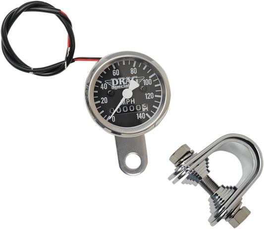 DRAG SPECIALTIES Mini Speedometer - Black - 2240:60 Ratio - 1-7/8" 21-6960DS-BX15A