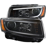 ANZO 2014-2015 Jeep Grand Cherokee Projector Headlights w/ Plank Style Design Black 111329