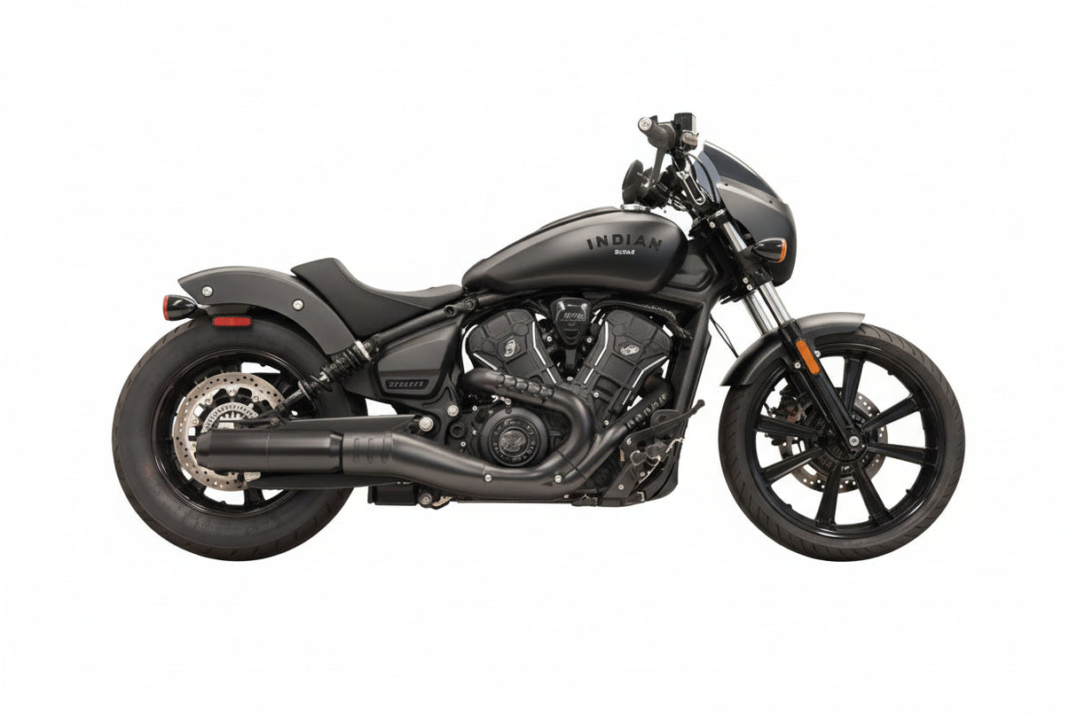 BASSANI XHAUST 4" Slip-On Muffler with Billet End Cap - Black - Scout  1811-4938  8S37B