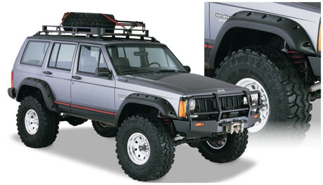 Bushwacker 84-01 Jeep Cherokee Cutout Style Flares 4pc Fits 4-Door Sport Utility Only - Black 10911-07