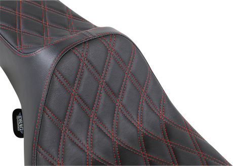 DRAG SPECIALTIES Extended Reach Predator III Seat - Double Diamond - Black w/ Red Thread NOT A 2-UP SEAT 8011371