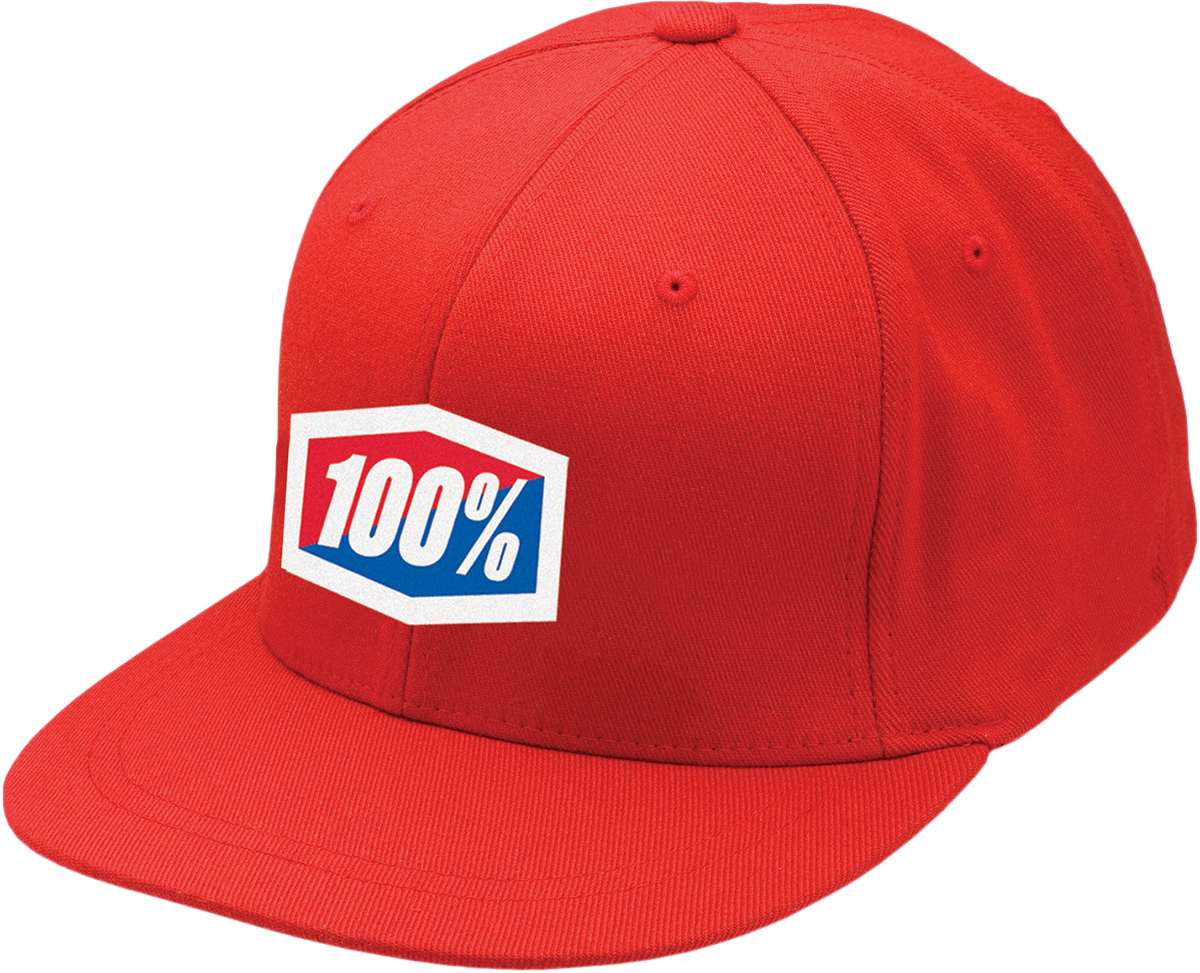 100% Official Flexfit® Hat - Red - Small/Medium 20043-00004