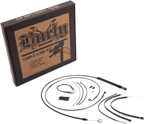 BURLY BRAND Cable Kit - Jail Bar - 14" Handlebars - Black Vinyl B30-1258