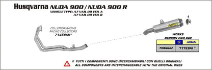 Arrow Husqvarna Nuda 900 R / Nuda 900 2:1 Steel Collectors For Original And Arrow Silencers 71458mi