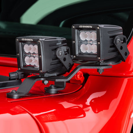 Go Rhino 18-20 Jeep Wrangler JL/JLU/Gladiator JT Light Mount - Two 3in Cubes Offset 730231T