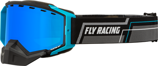 FLY RACING Zone Snow Goggle Blk/Grey/Blue W/ Sky Blue Mirror/Smoke Lens 37-50263
