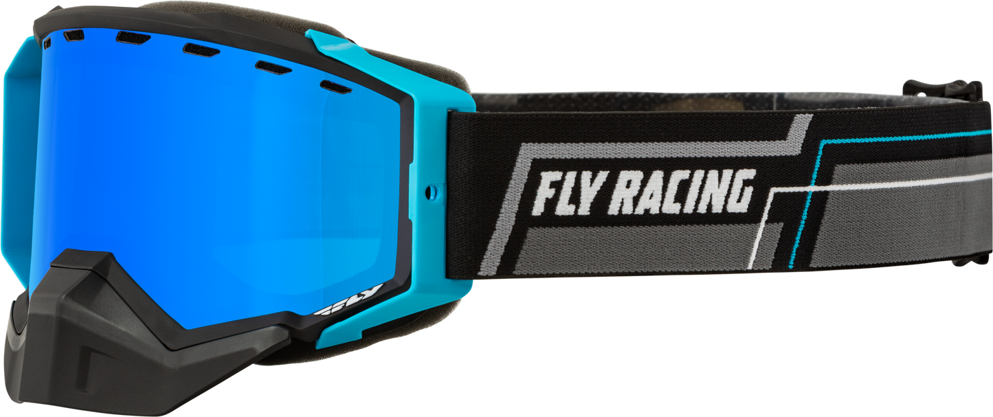 FLY RACING Zone Snow Goggle Blk/Grey/Blue W/ Sky Blue Mirror/Smoke Lens 37-50263