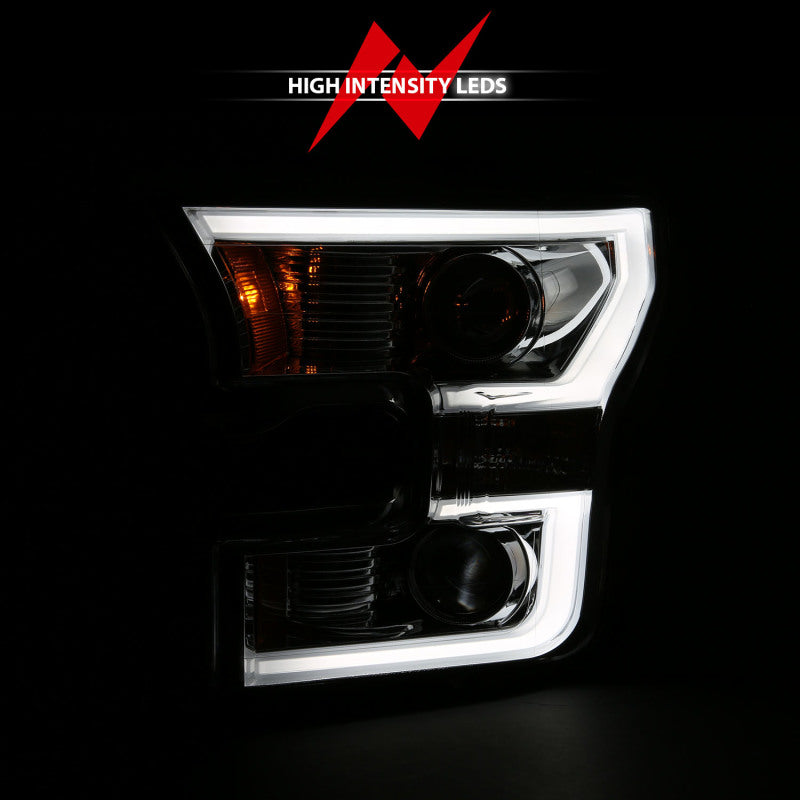 ANZO 2015-2017 Ford F-150 Projector Headlights w/ Plank Style Switchback Chrome w/ Amber 111358