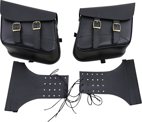 WILLIE & MAX LUGGAGE Brass Monkey Saddlebags - Slant - Brass - Small 59588-08