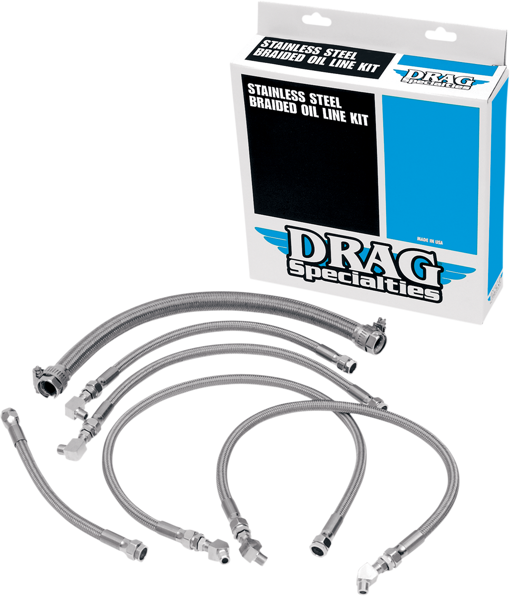 DRAG SPECIALTIES Oil Line Kit - Stainless Steel - Softail 606001