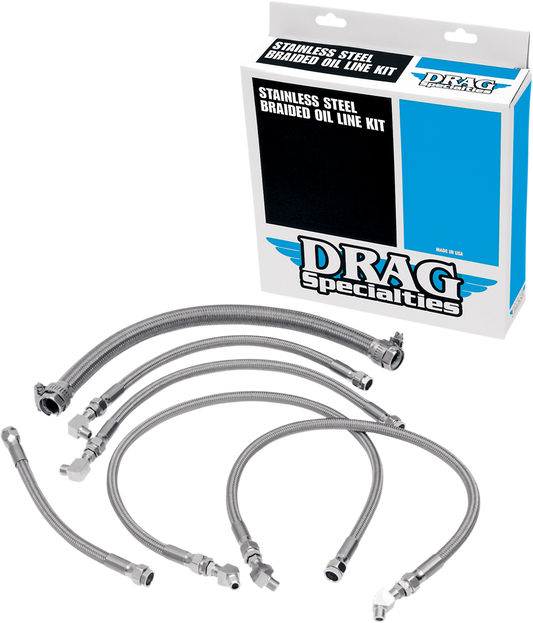 DRAG SPECIALTIES Oil Line Kit - Stainless Steel - Softail 606001