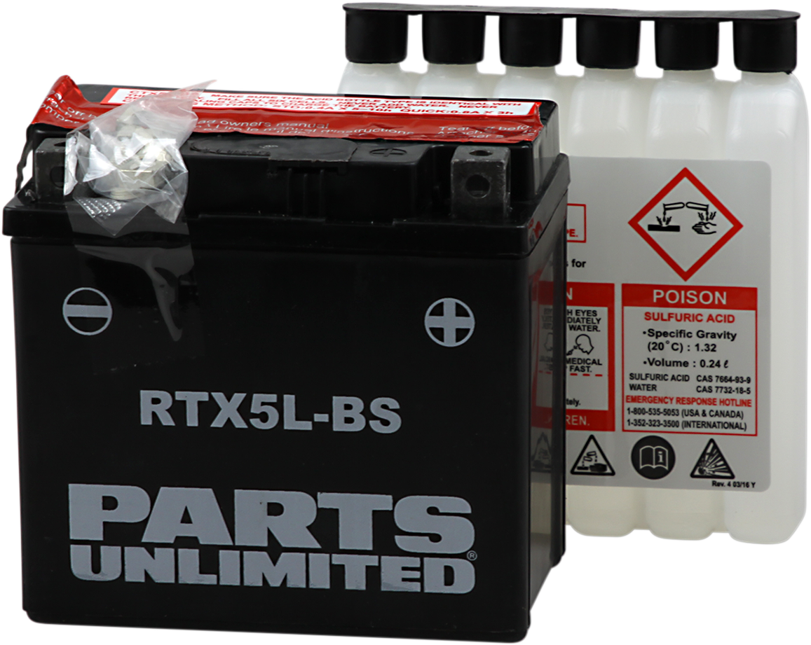 Parts Unlimited Agm Battery - Rtx5l-Bs .24 L Ctx5l-Bs