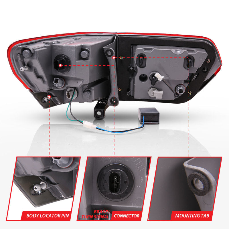 ANZO 2014-2016 Jeep Grand Cherokee LED Taillights Red/Smoke 311269