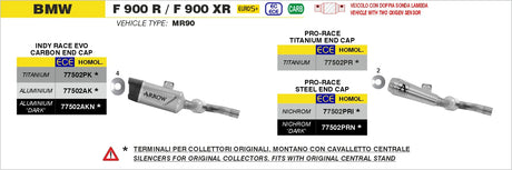 Arrow  Bmw F900r E5+ 2025 Pro Race Titanium Exhaust - 77502pr
