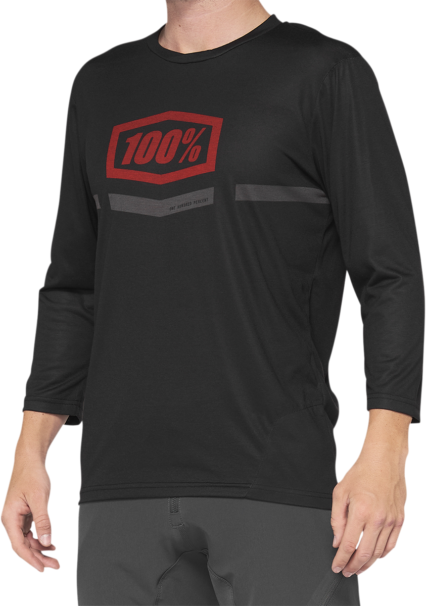 100% Airmatic 3/4 Sleeve Jersey - Black/Red - Medium 40018-00006