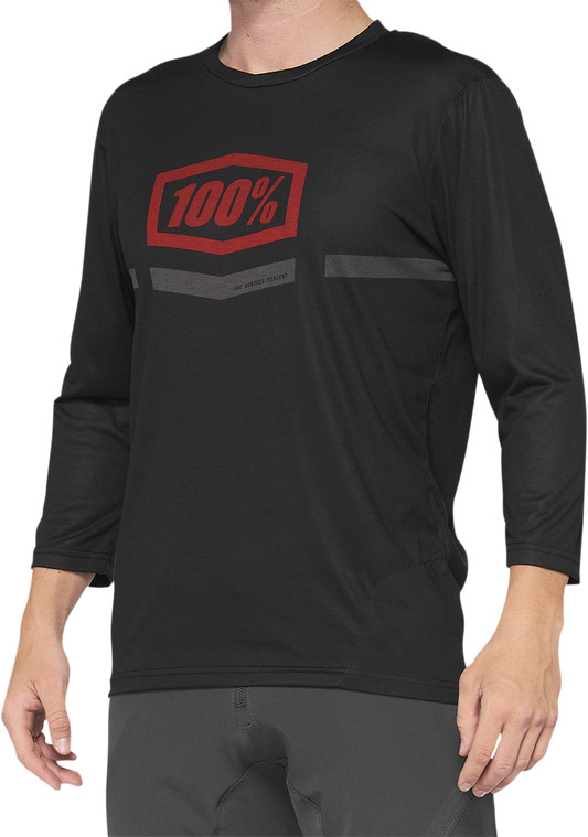 100% Airmatic 3/4 Sleeve Jersey - Black/Red - Medium 40018-00006