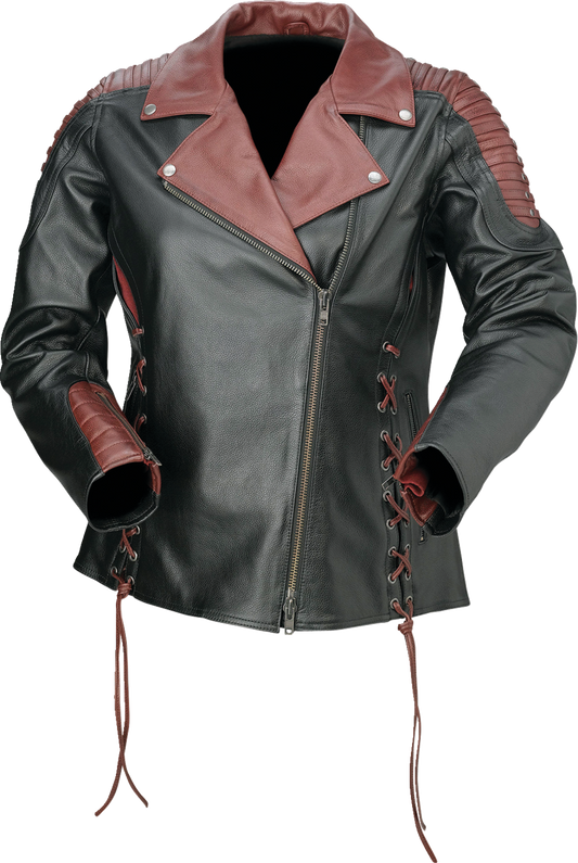 Z1R Women's Combiner Leather Jacket - Black/Red - Small 2813-1010