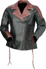 Z1R Women's Combiner Leather Jacket - Black/Red - 3W 2813-1016