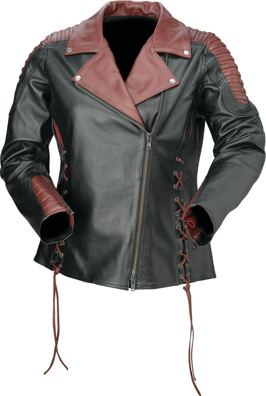 Z1R Women's Combiner Leather Jacket - Black/Red - 1W 2813-1014