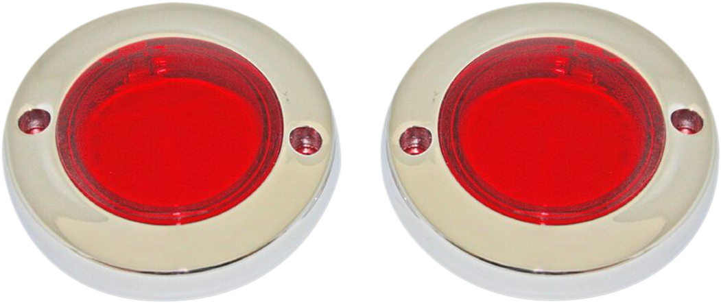 CUSTOM DYNAMICS ProBEAM® Flat Bezel Turn Signal Adapters - Chrome/Red PB-FLAT-BEZ-CR