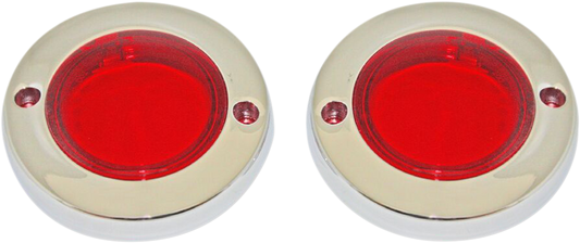 CUSTOM DYNAMICS ProBEAM® Flat Bezel Turn Signal Adapters - Chrome/Red PB-FLAT-BEZ-CR
