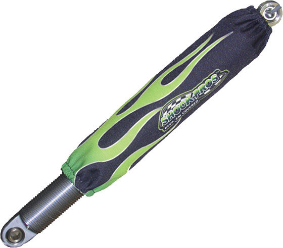 SHOCKPROS Shock Covers Black W/Green Flames A101GRFL
