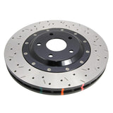 DBA 09+ Nissan GTR R-35 Front Drilled & Slotted 5000 Series 2 Piece Rotor Assembled w/ Black Hat (Av 52320BLKXS