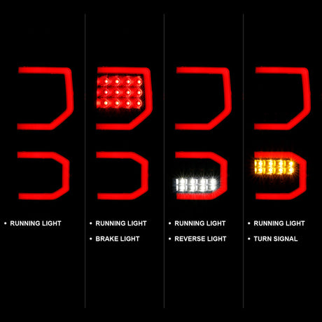 ANZO 2007-2013 Toyota Tundra LED Taillights Plank Style Black w/Smoke Lens 311337