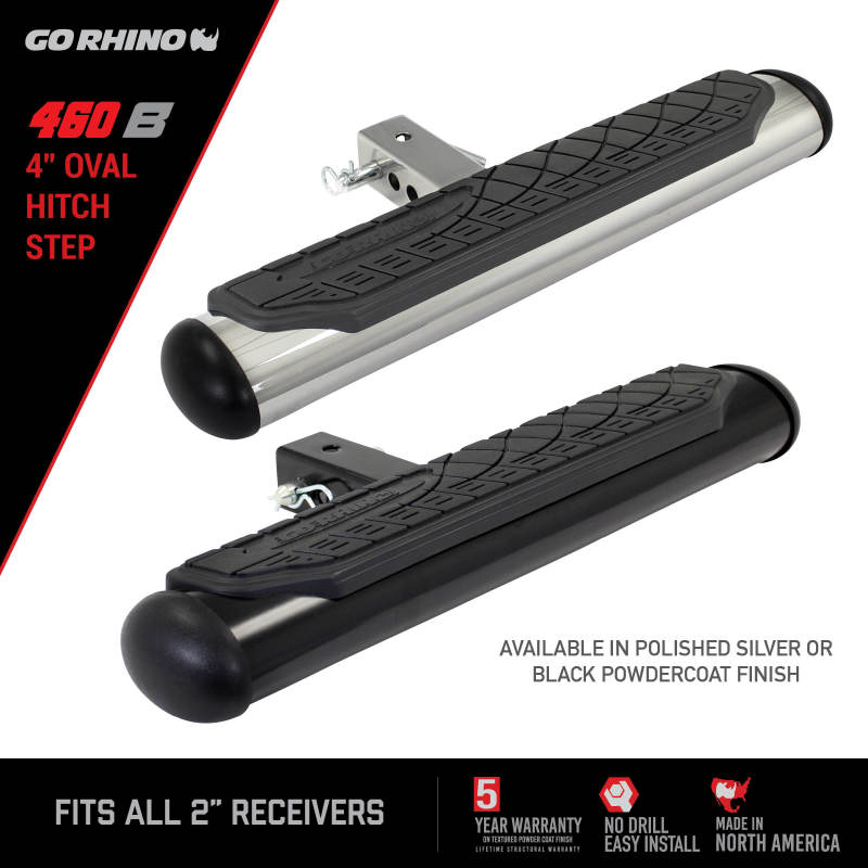 Go Rhino 4in Oval Hitch Step - Black 460B
