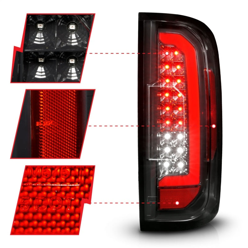 ANZO 15-21 GMC Canyon Full LED Taillights w/ Red Lightbar Black Housing/Clear Lens 311434