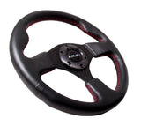 NRG Reinforced Steering Wheel (320mm) Leather w/Red Stitch RST-012R-RS