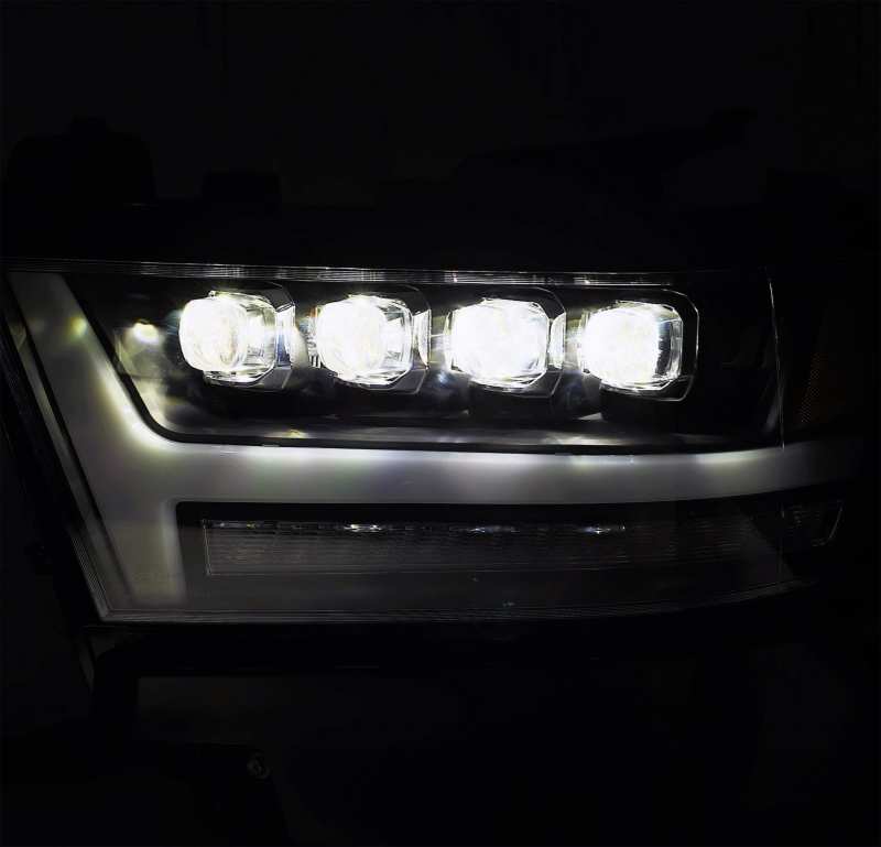 AlphaRex 19-20 Ram 1500HD NOVA LED Proj Headlights Plank Style Gloss Blk w/Activ Lght/Seq Signal/DRL 880516