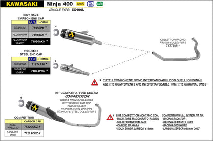 Arrow Silenciador Indy Race Titanio Homologado Kawasaki Z/Ninja 400 '23 71950pk