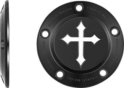 FIGURATI DESIGNS Timing Cover - 5 Hole - Cross - Black FD41-TC-5H-BLK