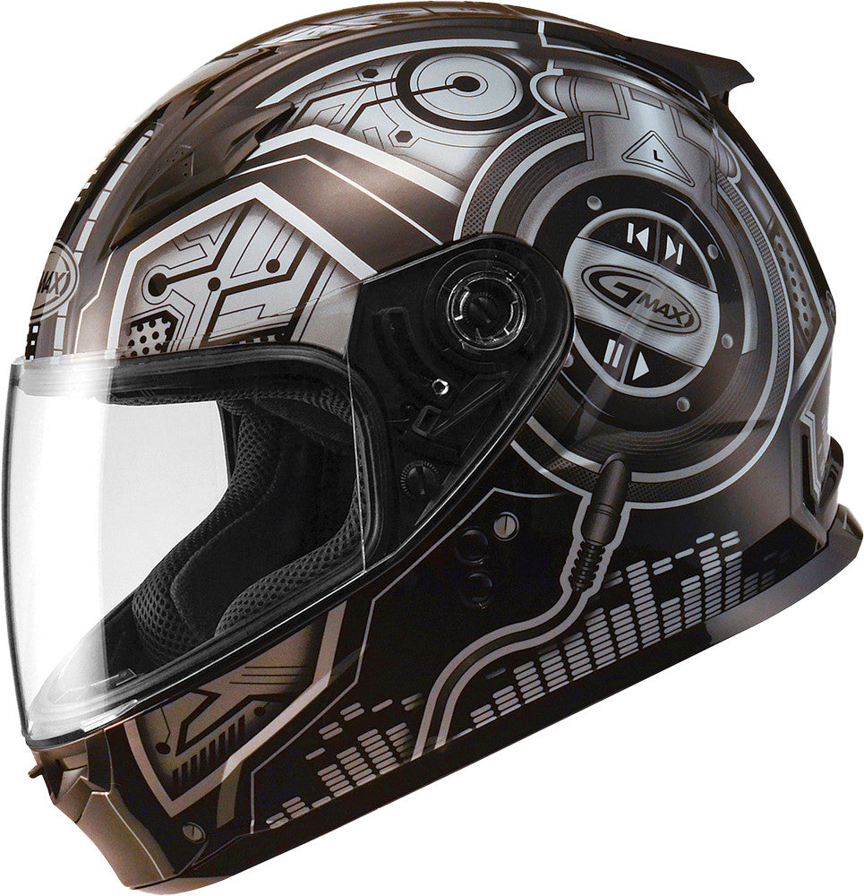 GMAX Gm-49y Full Face Helmet Dj Black/Silver Yl G7492242 TC-5