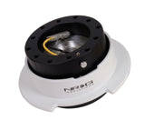 NRG Quick Release Kit Gen 2.5 - Black / White Ring w/Finger Grooves SRK-250BK-WT