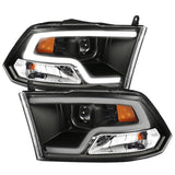 ANZO 09-18 Dodge Ram 1500 Plank Style Projector Headlights Black w/ Halo 111404
