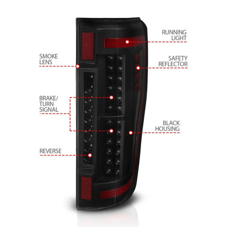 ANZO 2017+ Ford F-250 LED Taillights - Black/Smoke 311288