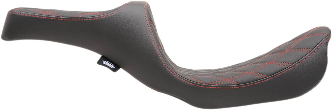 DRAG SPECIALTIES Asiento Predator III - Doble diamante - Costuras rojas 0803-0604 