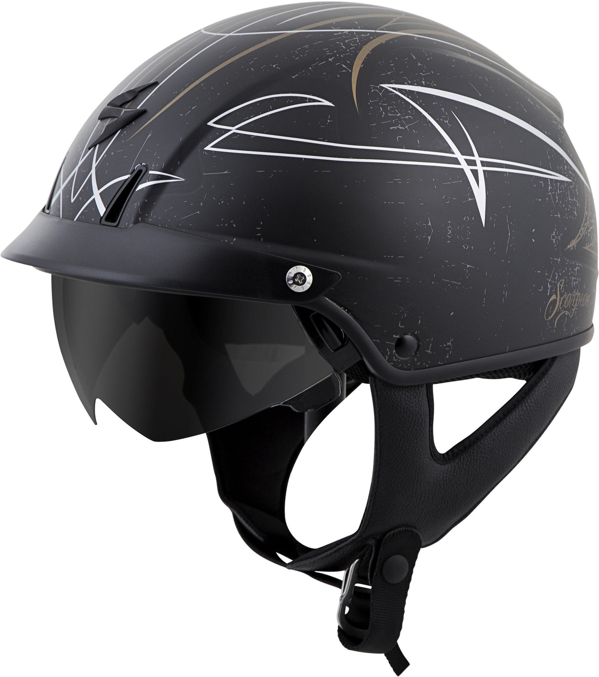 SCORPION EXO Exo-C110 Open-Face Helmet Pinstripe Black/Gold 2x C11-2417
